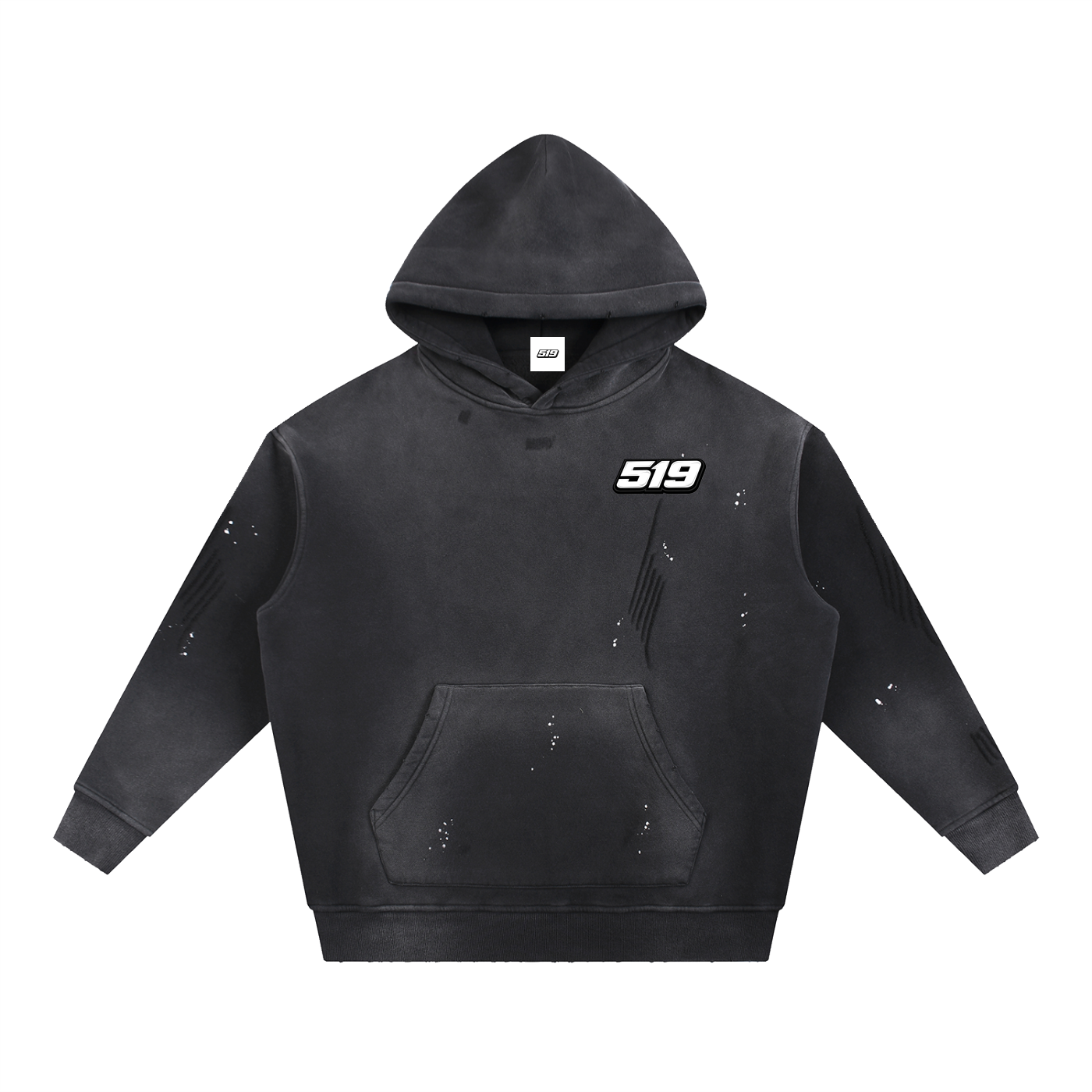 Vintage Washed Frayed Fleece Hoodie
