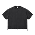 Snow Wash Raw-Hem Boxy Cropped T-shirt