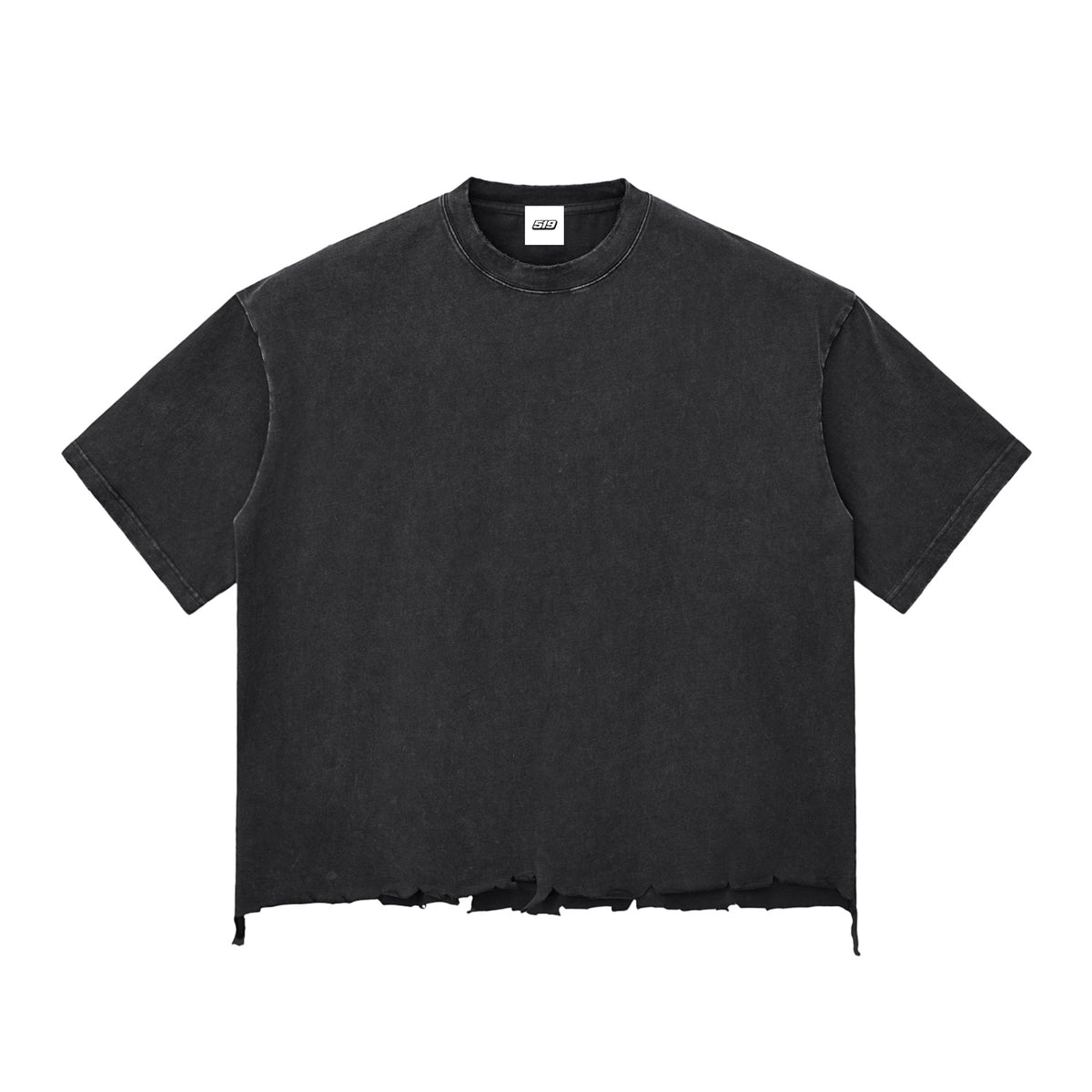 Snow Wash Raw-Hem Boxy Cropped T-shirt