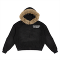 Sun Fade Boxy Detachable Fur Hoodie