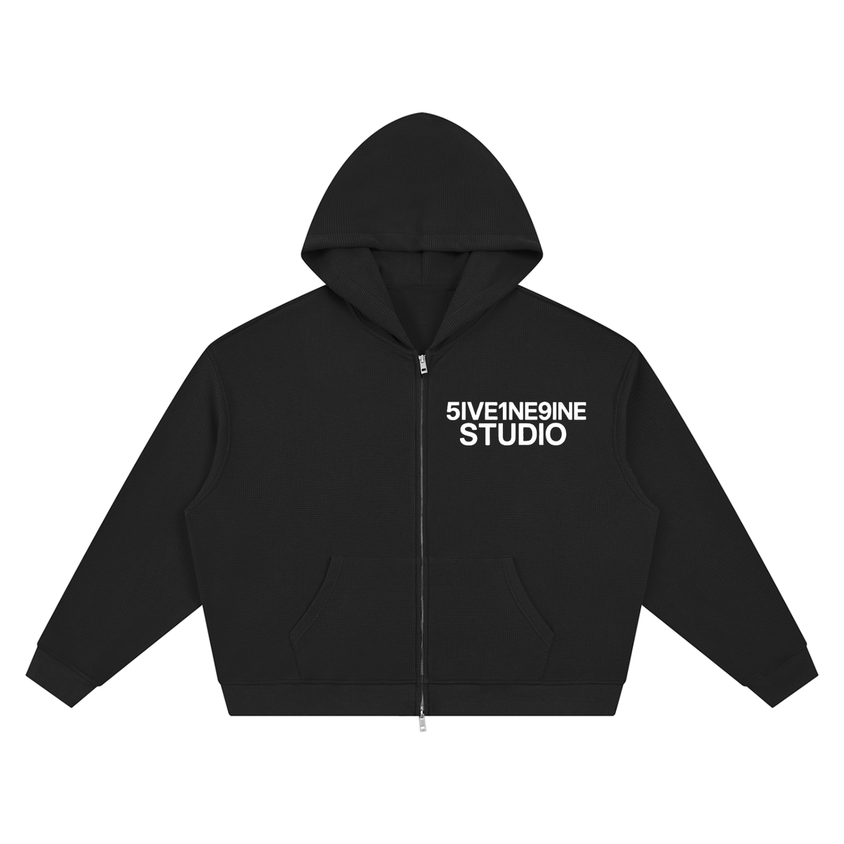 Unisex Waffle Boxy Full Zip Hoodie