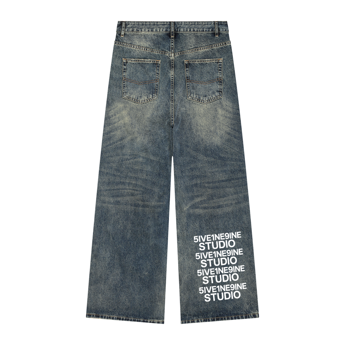 Unisex Vintage Wash Denim Jeans