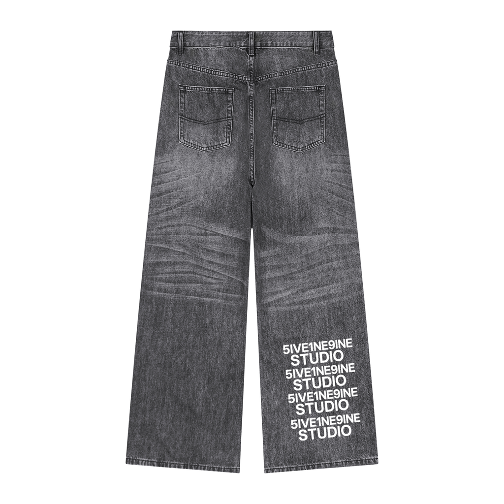 Unisex Vintage Wash Denim Jeans