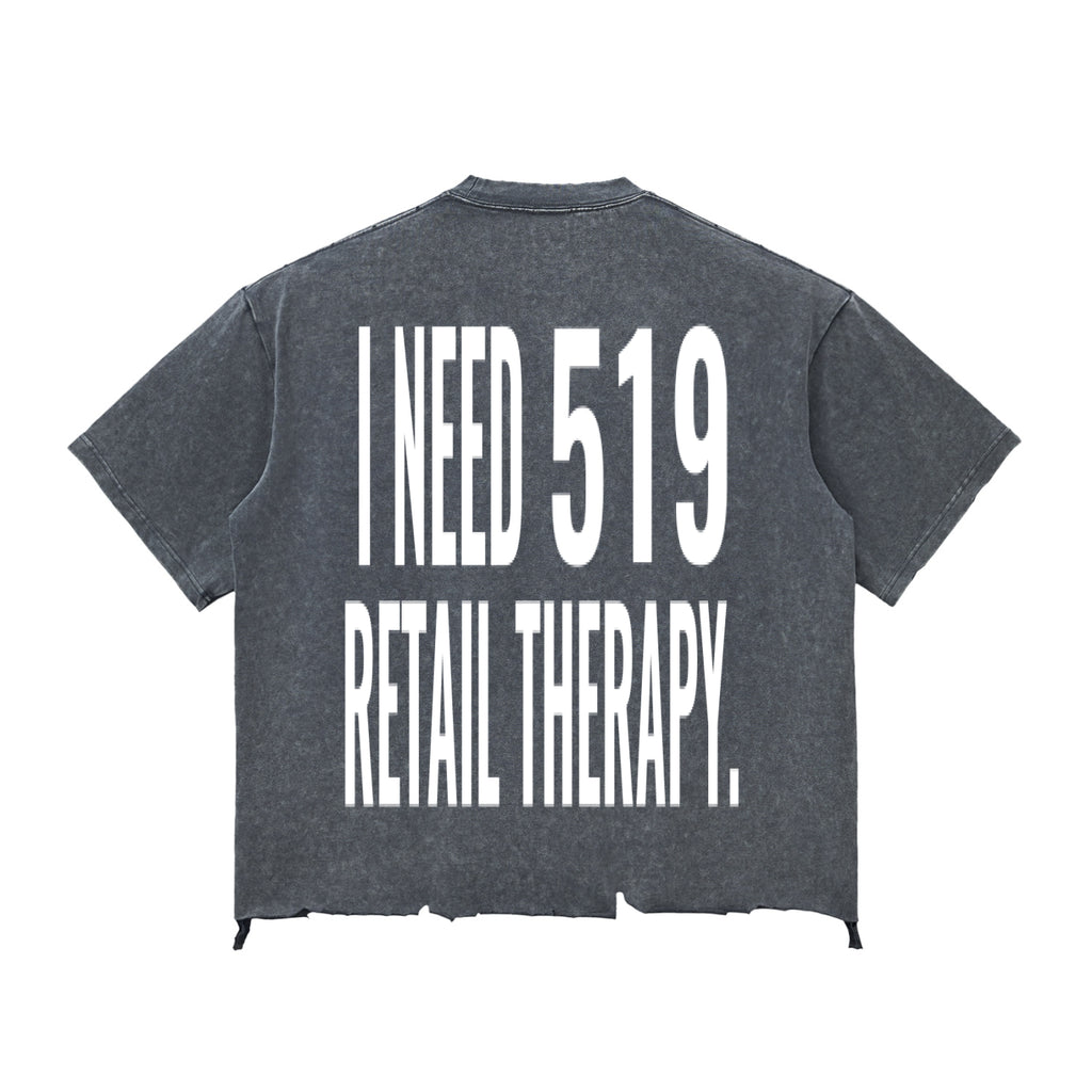 Snow Wash Raw-Hem Boxy Cropped T-shirt