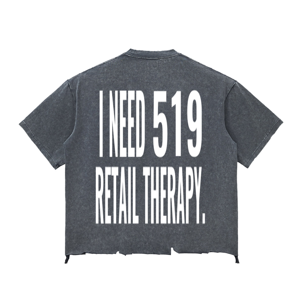 Snow Wash Raw-Hem Boxy Cropped T-shirt