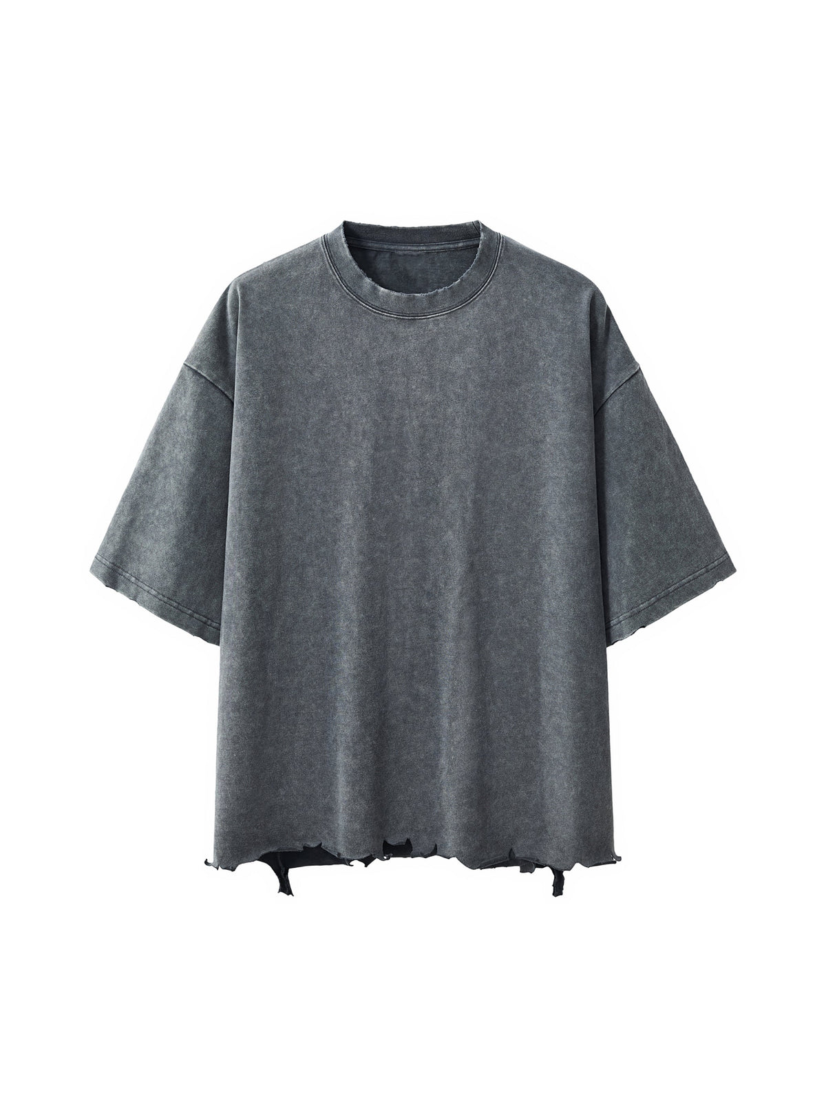 Snow Wash Raw-Hem Boxy Cropped T-shirt