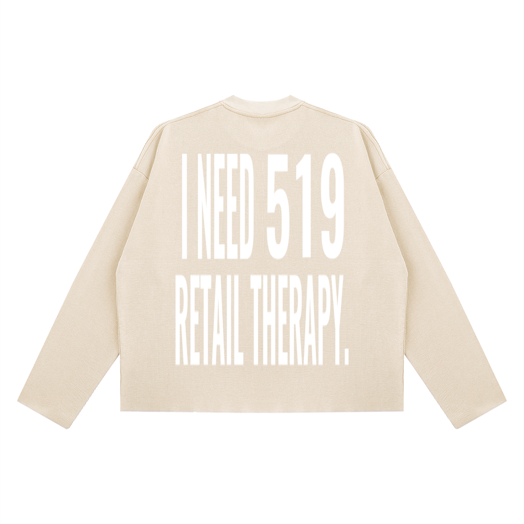 Unisex Vintage Wash Boxy Waffle Raw Edge T-Shirt '' I NEED 519 RETAIL THERAPY ''