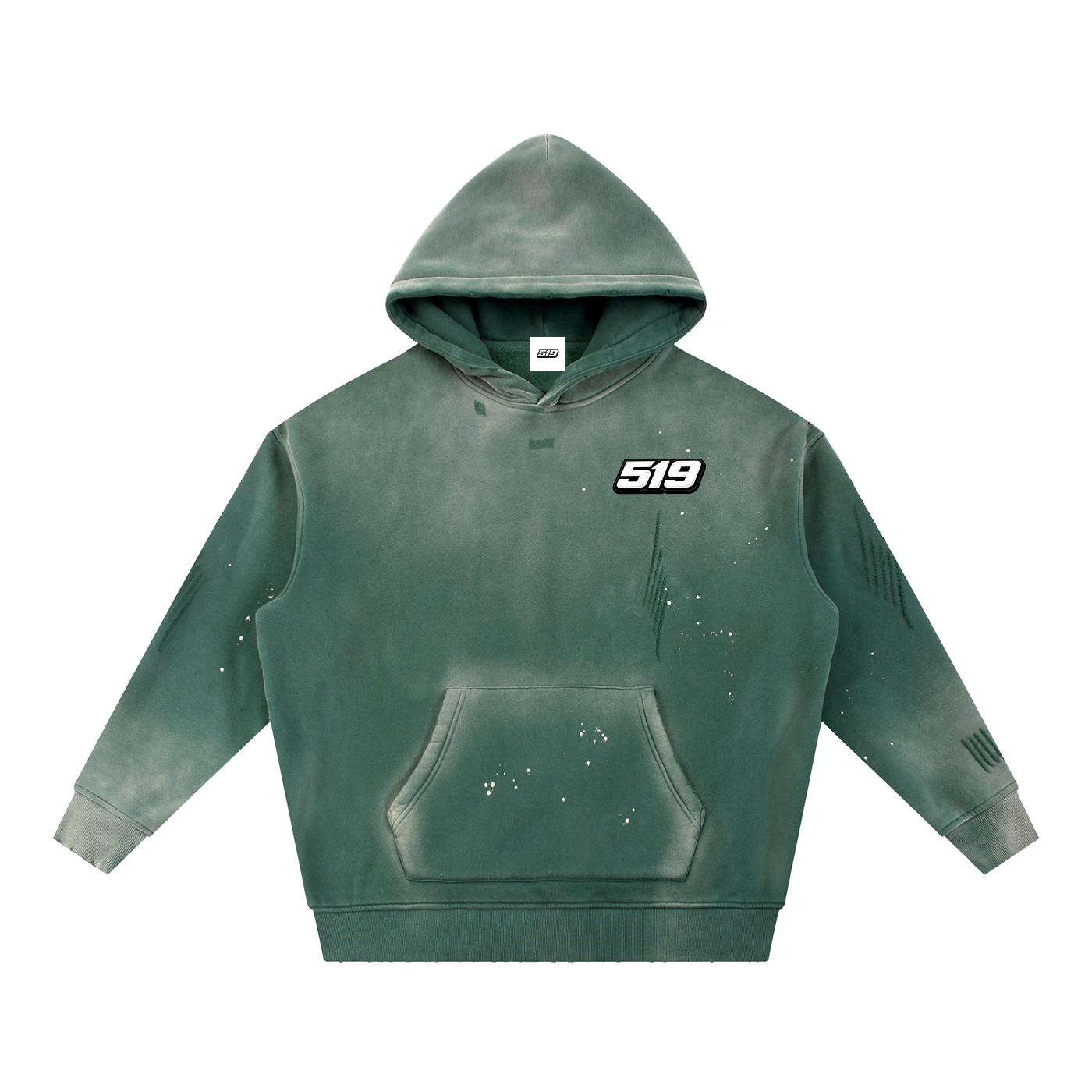 Vintage Washed Frayed Fleece Hoodie