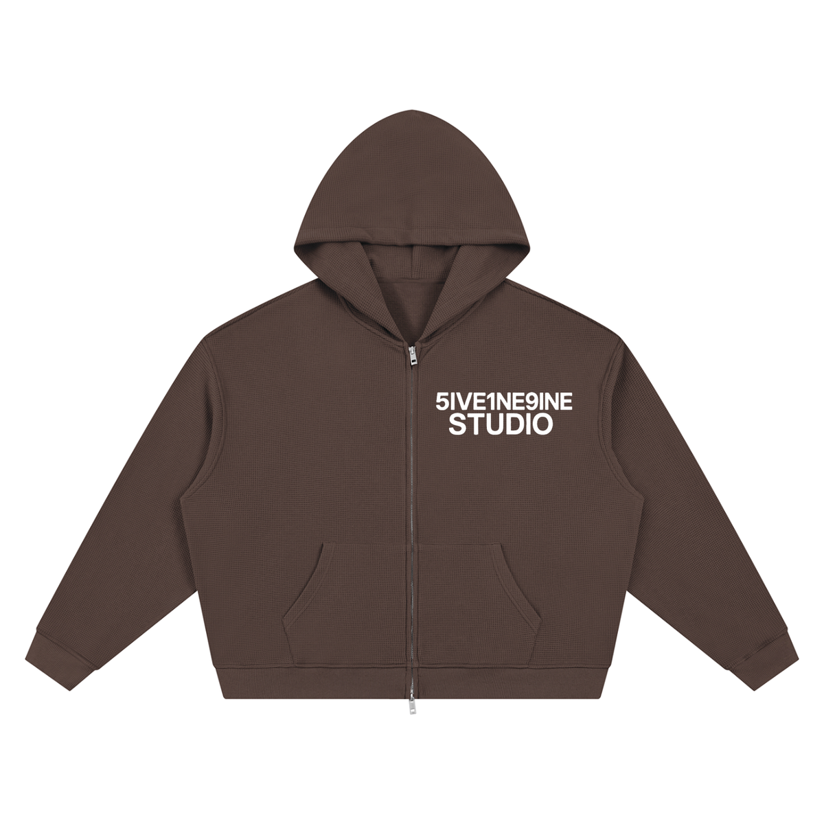 Unisex Waffle Boxy Full Zip Hoodie