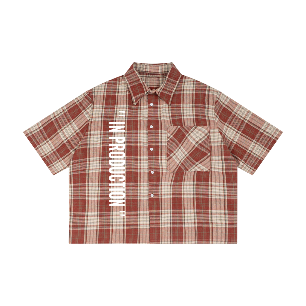 Unisex Plaid Cropped Boxy Short Sleeve Shirt