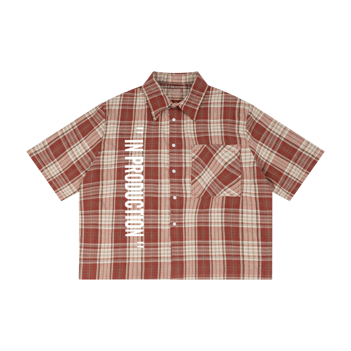Unisex Plaid Cropped Boxy Short Sleeve Shirt