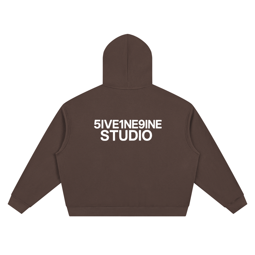 Unisex Waffle Boxy Full Zip Hoodie