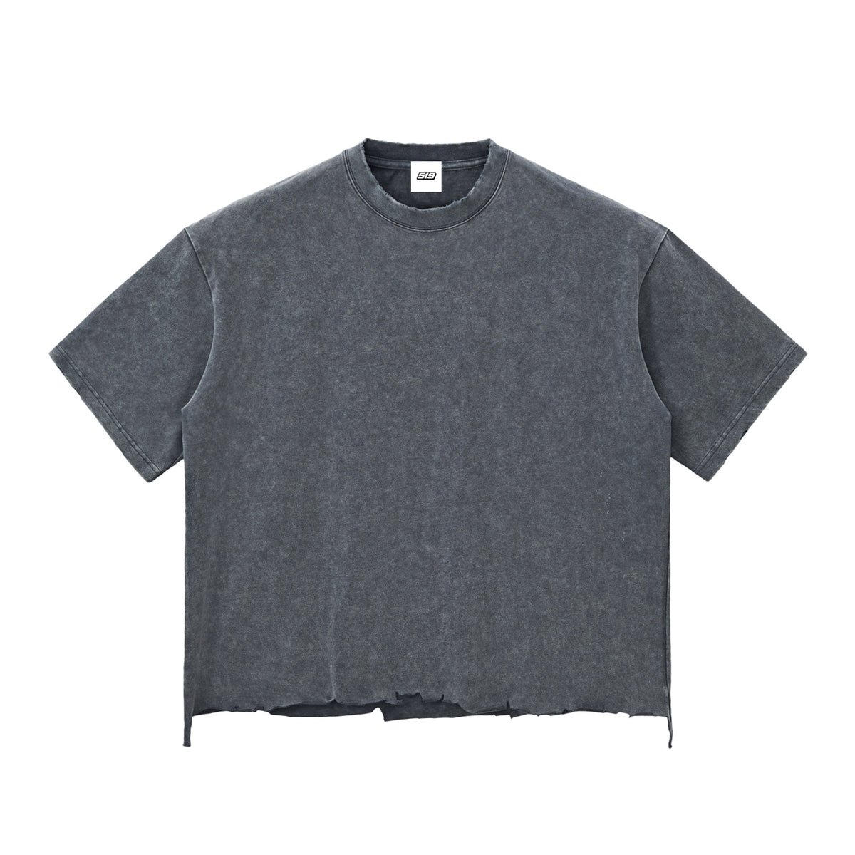 Snow Wash Raw-Hem Boxy Cropped T-shirt
